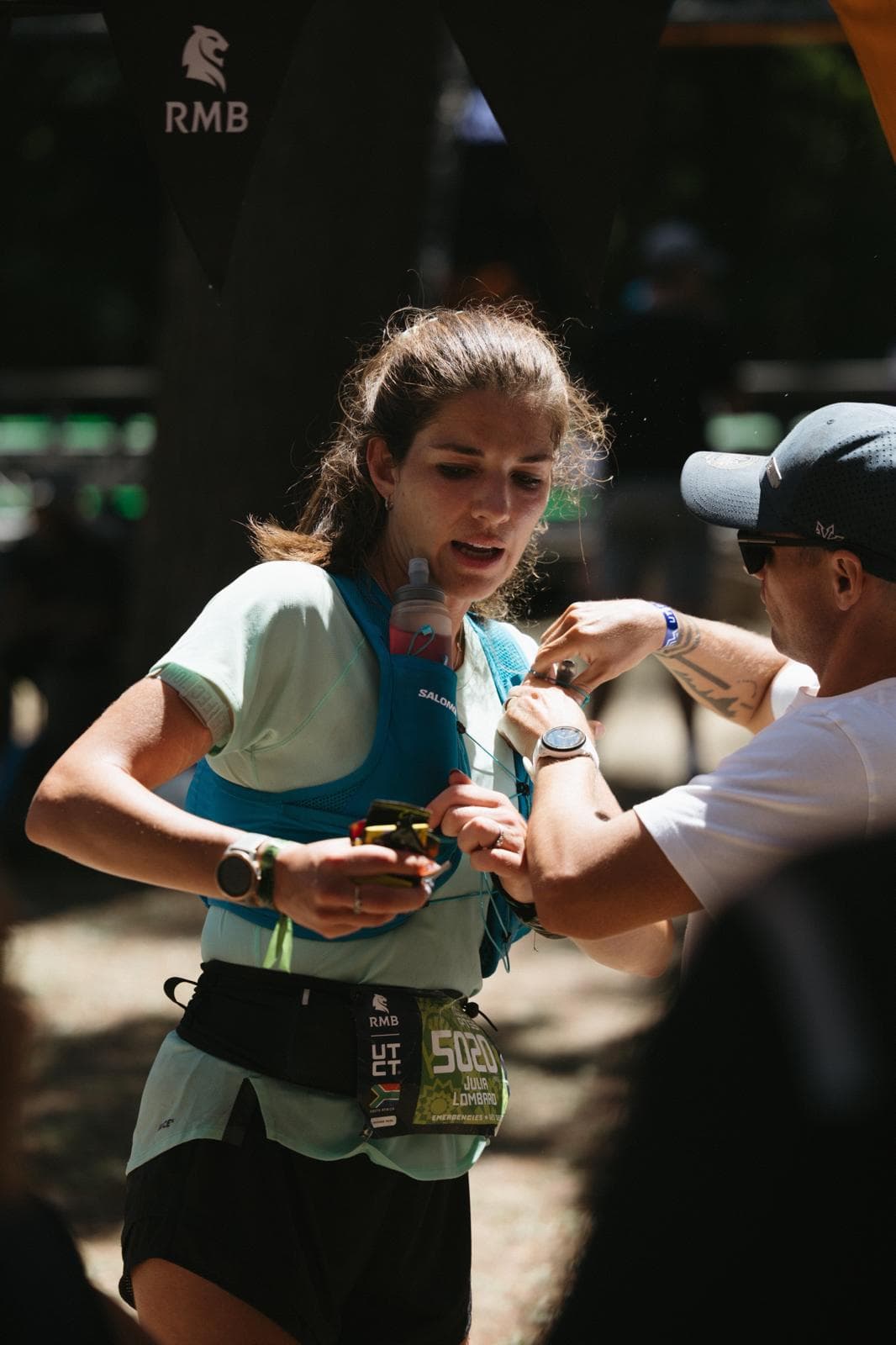 Endurance athlete racing in the mountains